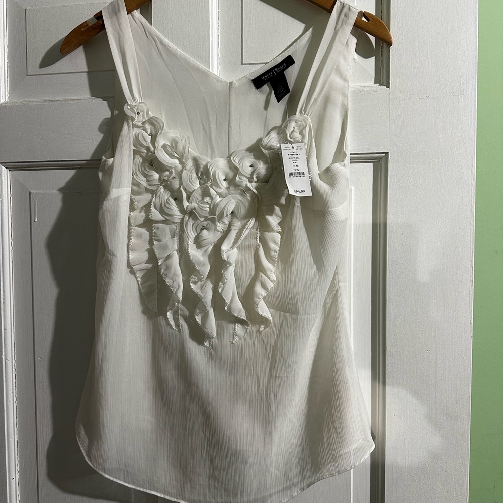 White House Black Market Asymmetrical White Camisole
